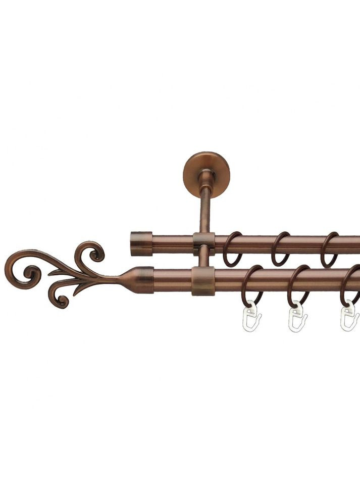 Карниз Фала металлический двухрядный закрытый гладкая труба Медь 19\16 мм 300 см (00-00012036) ORVIT (300282929)