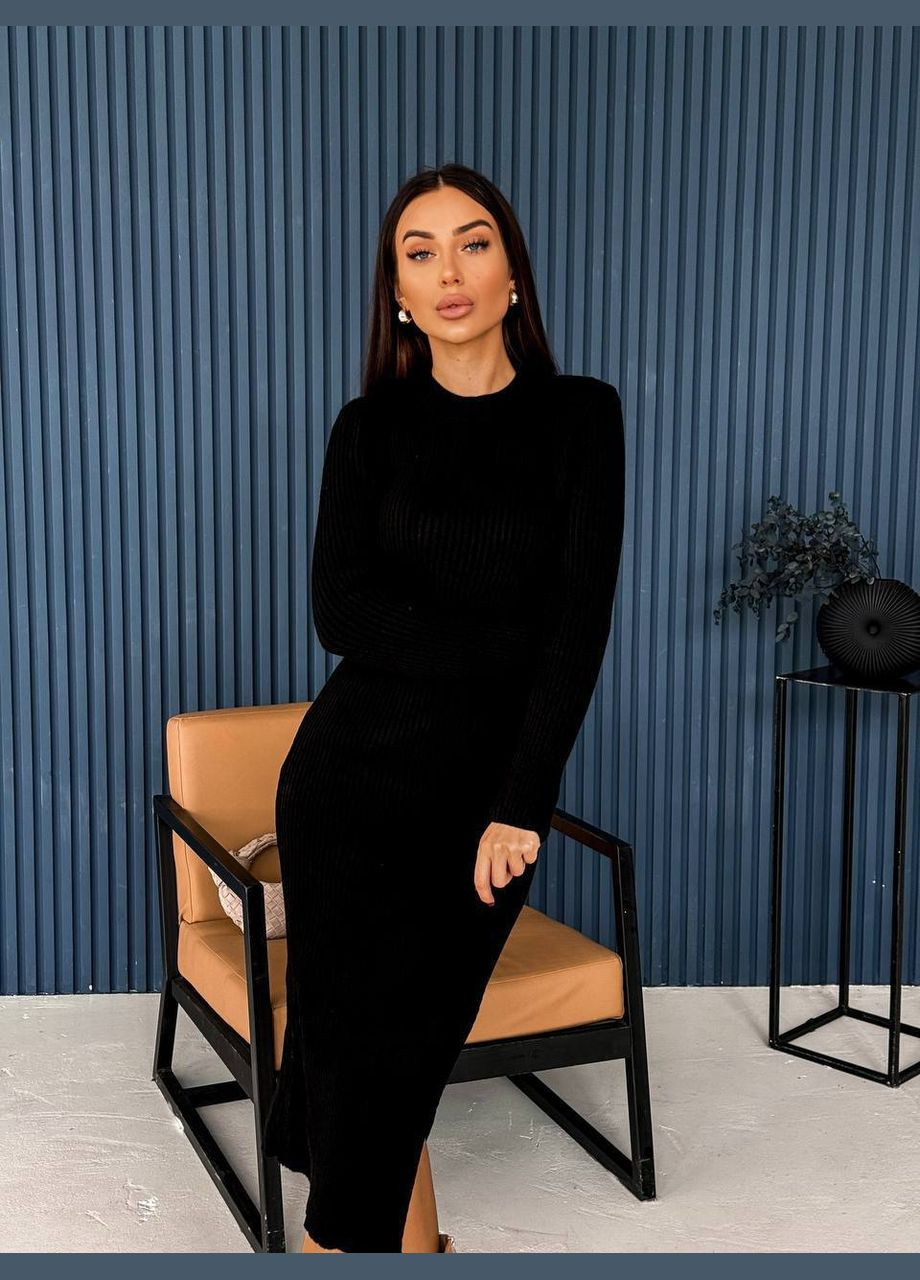 Черное деловое, повседневный, кэжуал, джинсовое, вечернее платье женское No Brand однотонное