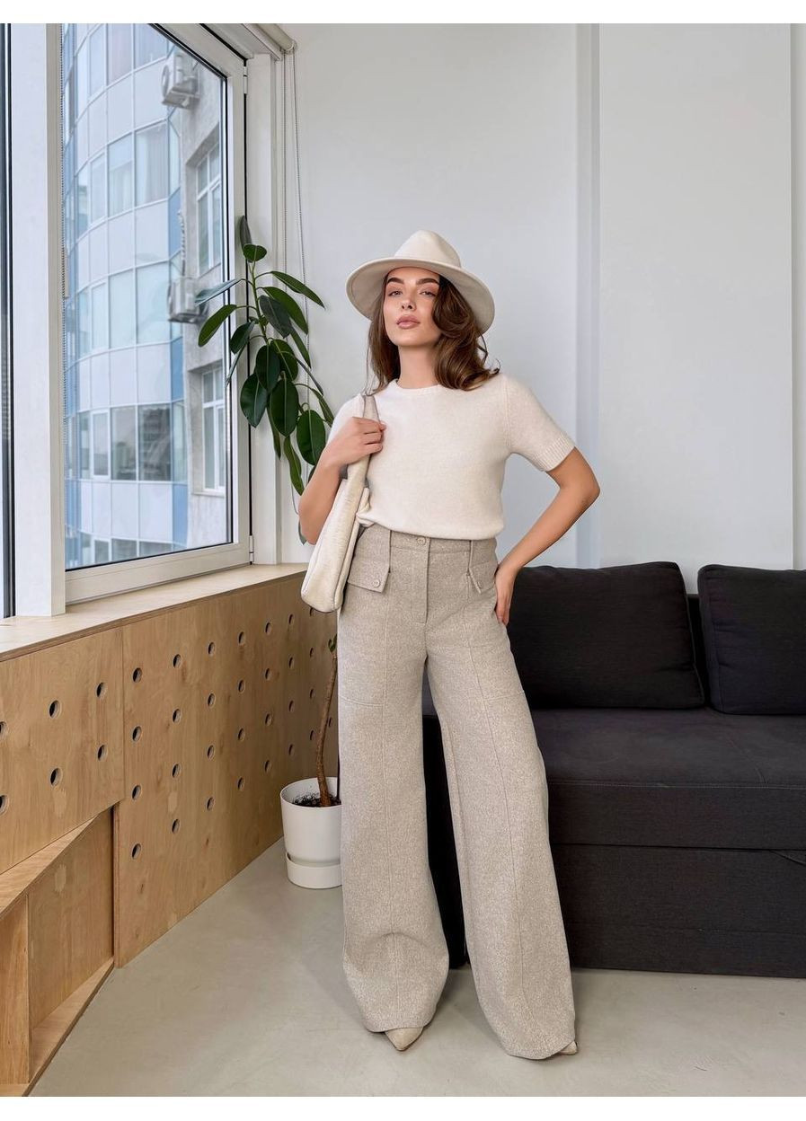 Штани з широкими штанинами,накладні кишені,вовна на основі,тепленькі Україна (364188992)