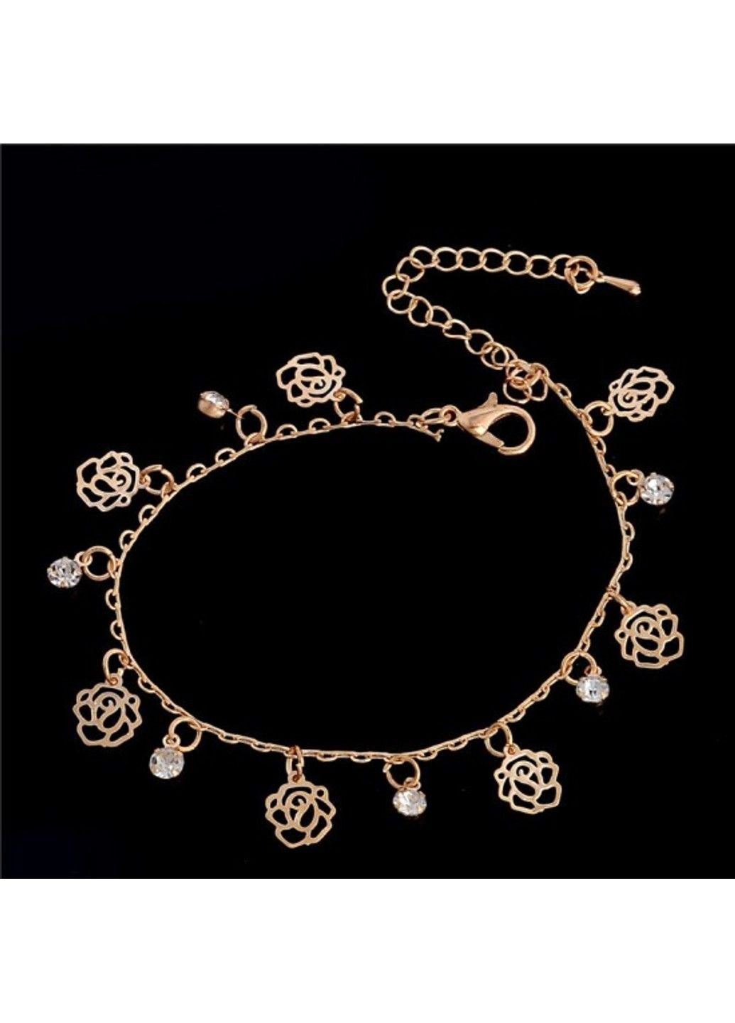 Жіночий браслет з каменями на ногу квіточка довжина регулюється до 24.5см BA-112 No Brand (299486379)