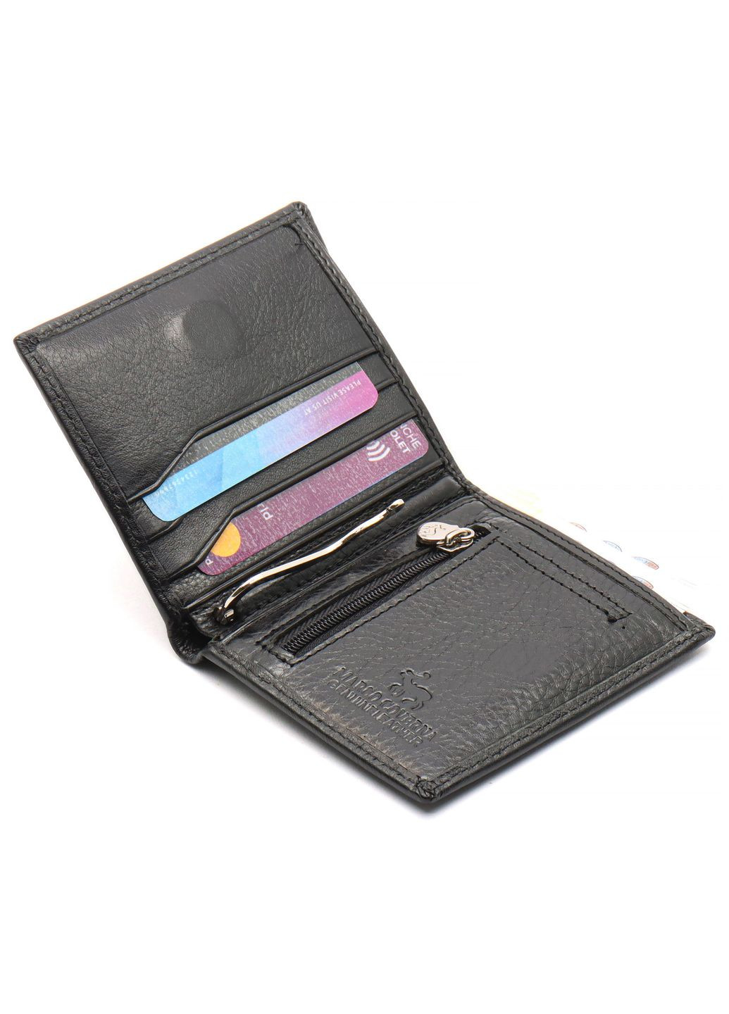 Черный маленький портмоне на магните с зажимом MC-101Н-1 Marco Coverna (336552111)