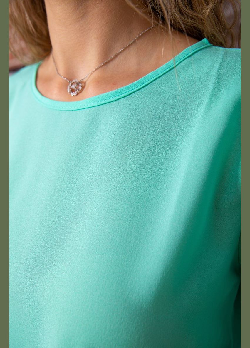 М'ятна шифонова ошатна блуза з рюшами, м'ятного кольору, Ager