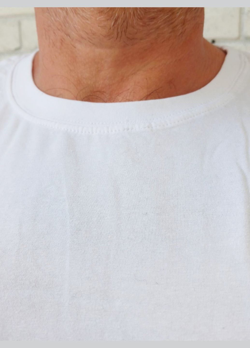 Белая футболка мужская белая однотонная большого размера батал, узбекистан 95% коттон 5% эластан, с накатом с коротким рукавом No Brand