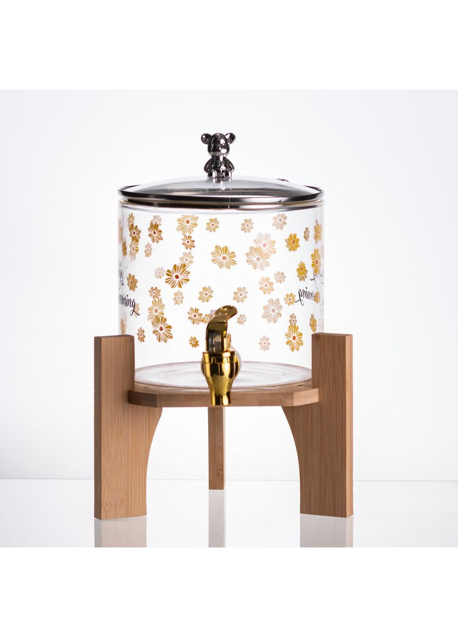 Лимонадниця з краном на дерев'яній підставці 2.6 л скляна HP-34-16 Yiwu (370801297)