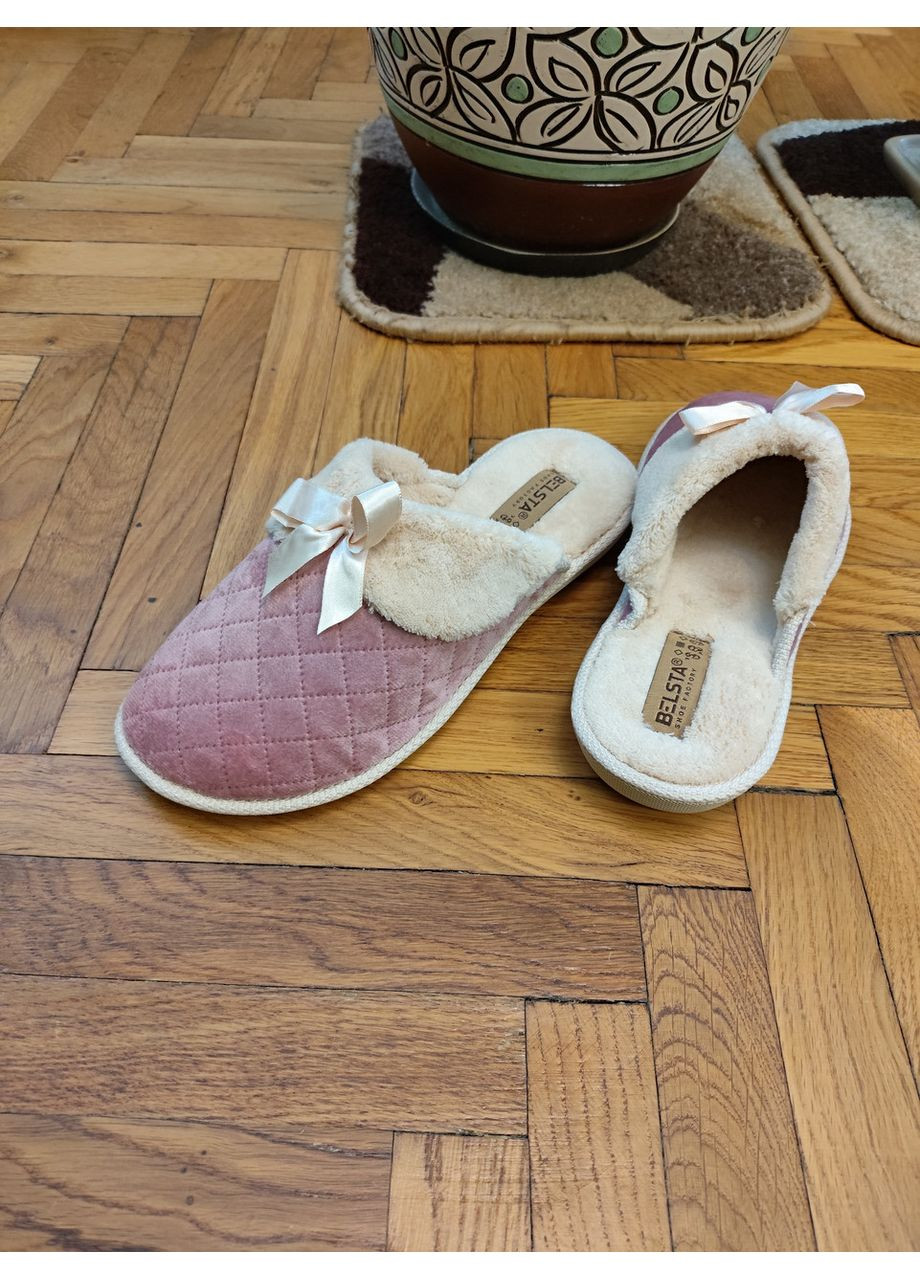 Розовые женские тапочки комфортные мягкие домашние тапки закрытые тапочки из велюра теплые комнатные тапочки 39 Белста