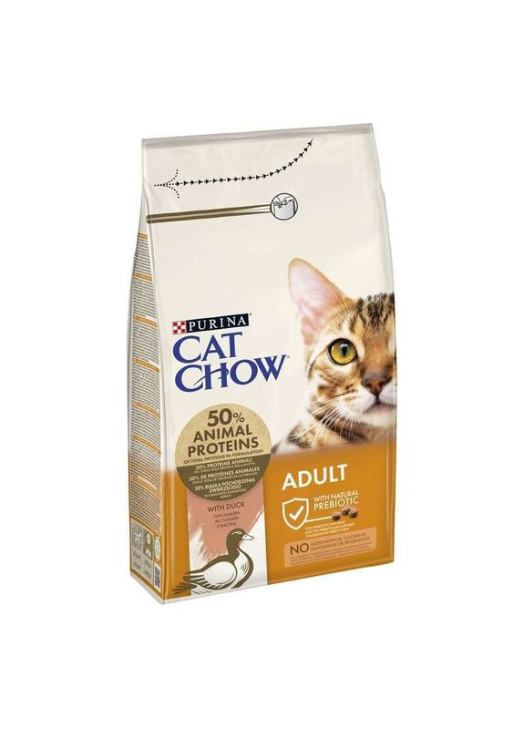 Сухой полнорационный корм с уткой для взрослых кошек Adult Duck - 1,5 кг Cat Chow (327070946)