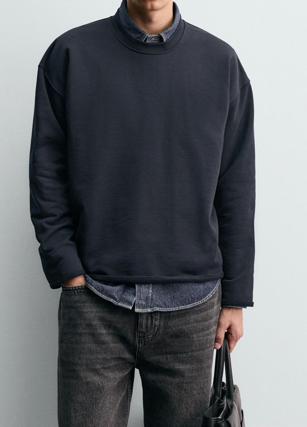 Темно-синій світшот Zara однотонний (373187111)