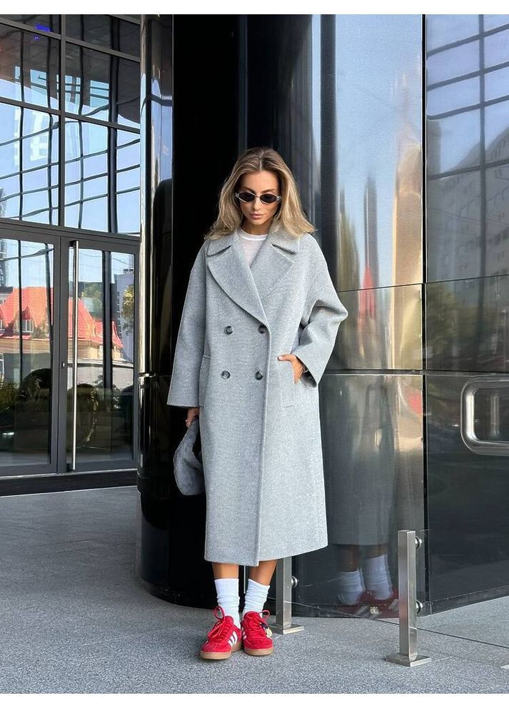 Серое Пальто КЛАССИКА УТЕПЛЕНОЕ цвет серый milirud