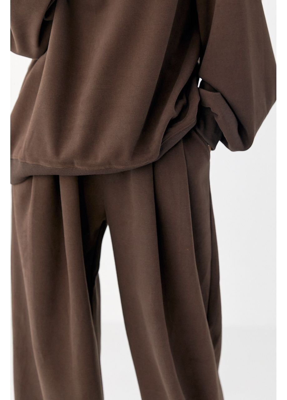Теплий однотонний костюм зі світшотом та брюками зі складками Lurex (369327195)