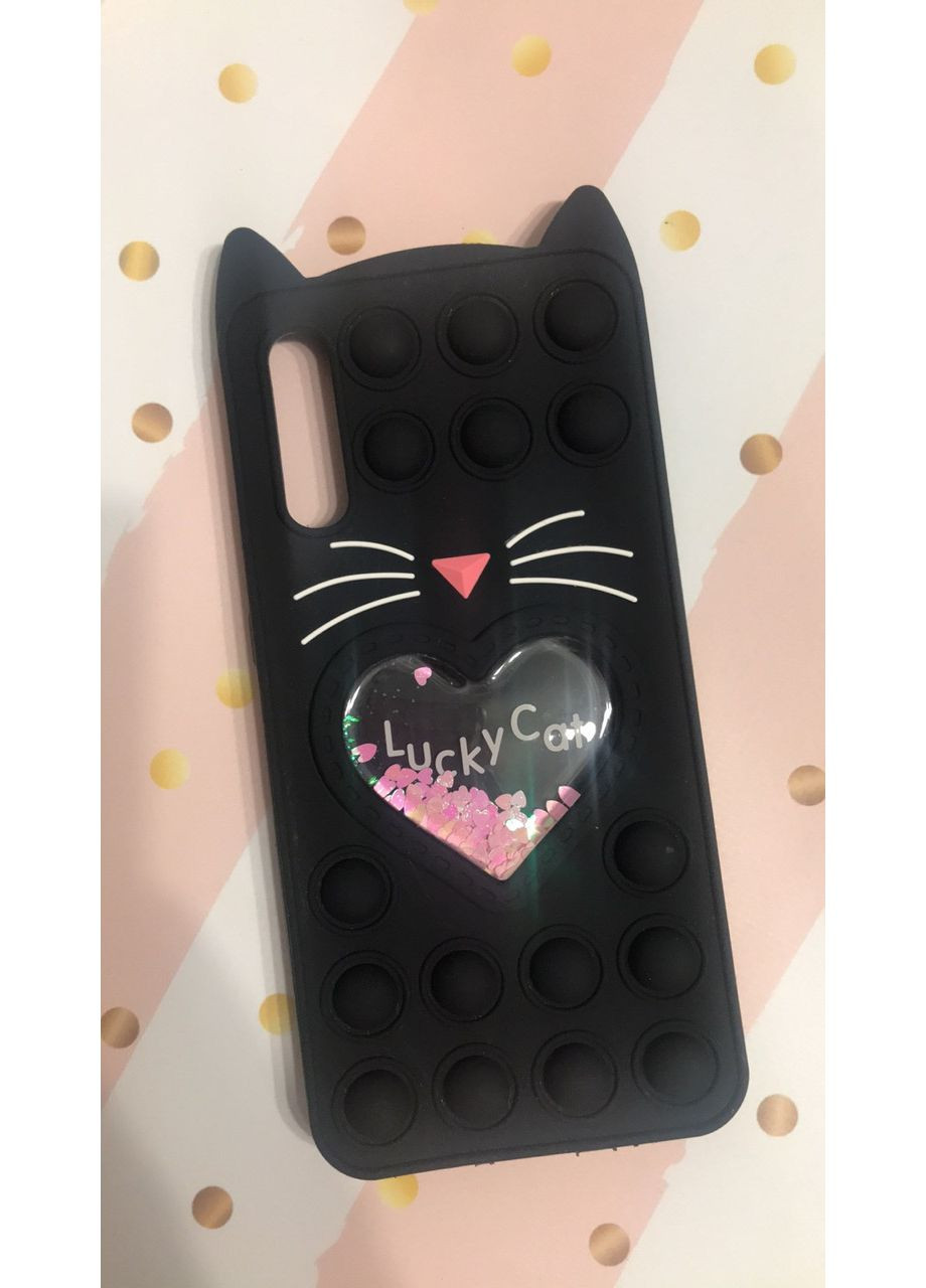 Чехол Попит Антистресс Поп-Ит Pop It для Samsung Galaxy А50 (2019) А505 Поп ит Котик с сердечком. Чёрный Creative (359485824)