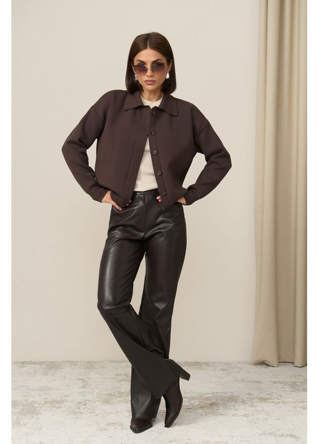 Коричневый женский жакет с модалом и шелком на скрытых пуговицах (2889) Triko Bakh - демисезонный