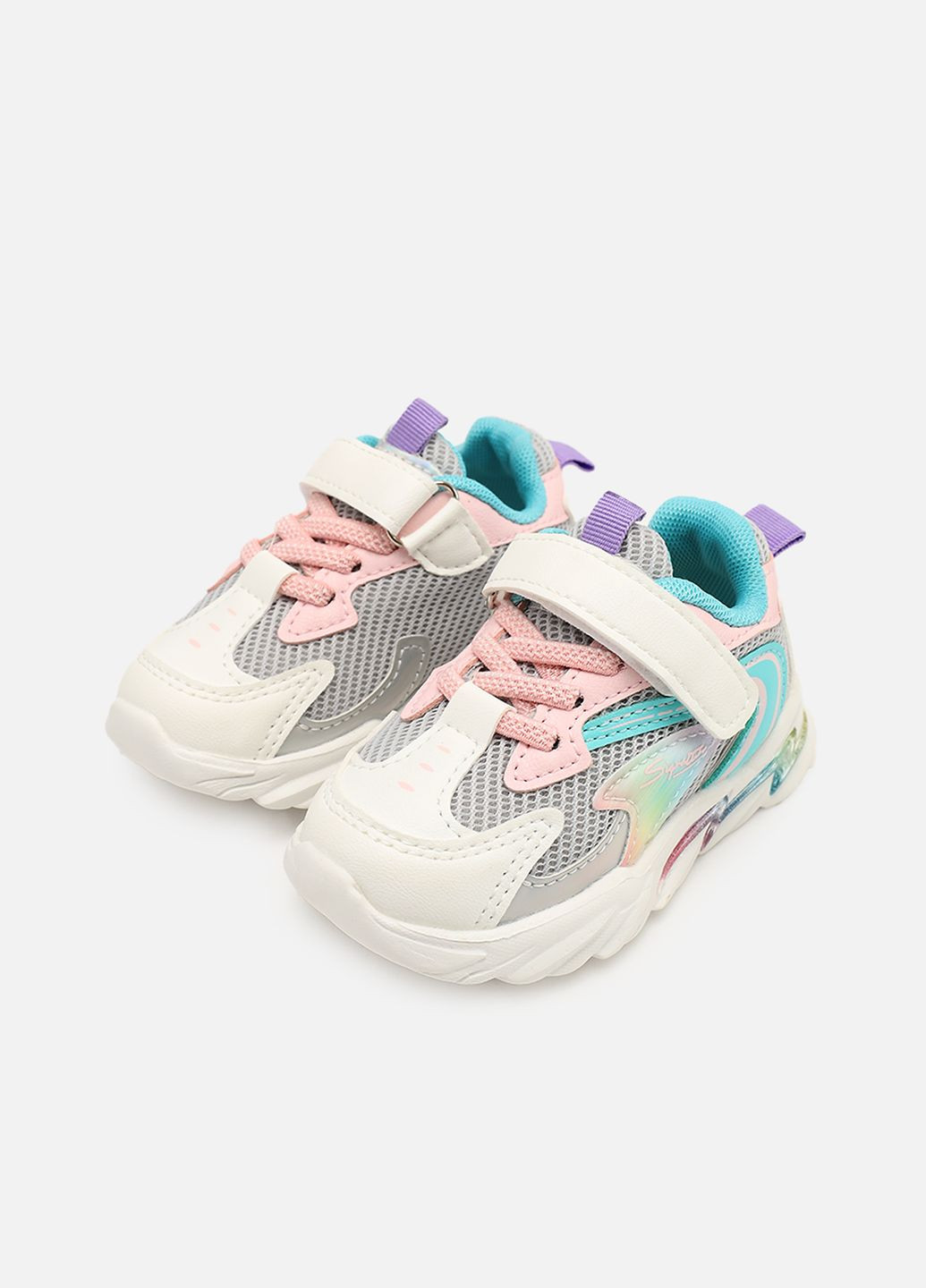 Сірі осінні кросівки для дівчинки, на пласкій підошві колір сірий cb-00273874 Kimboo