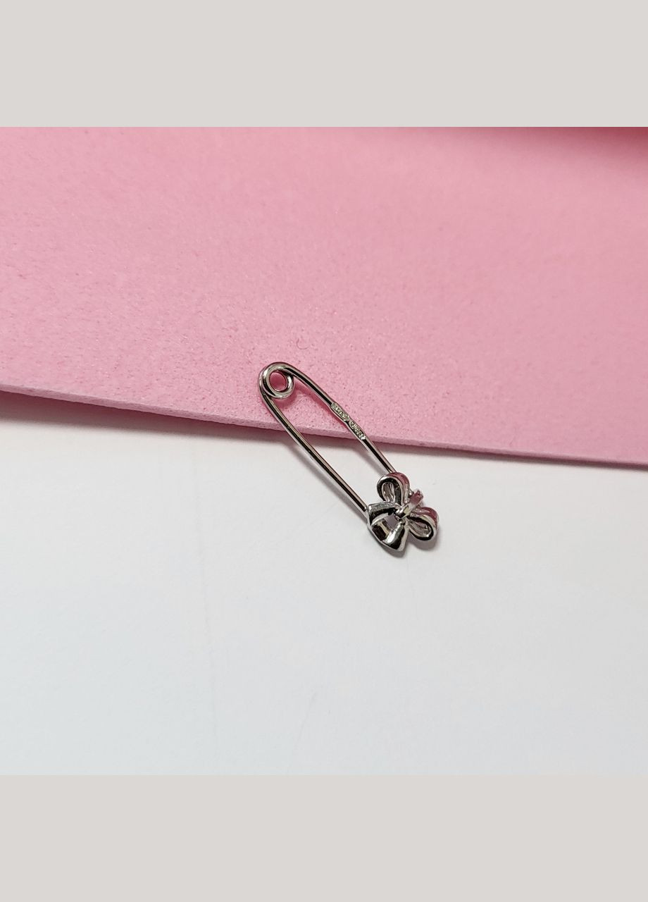 Срібна Брошка шпилька булавка без каменів Бантик Срібло 925 проби Родоване 7115р 0.50г No Brand (306742709)