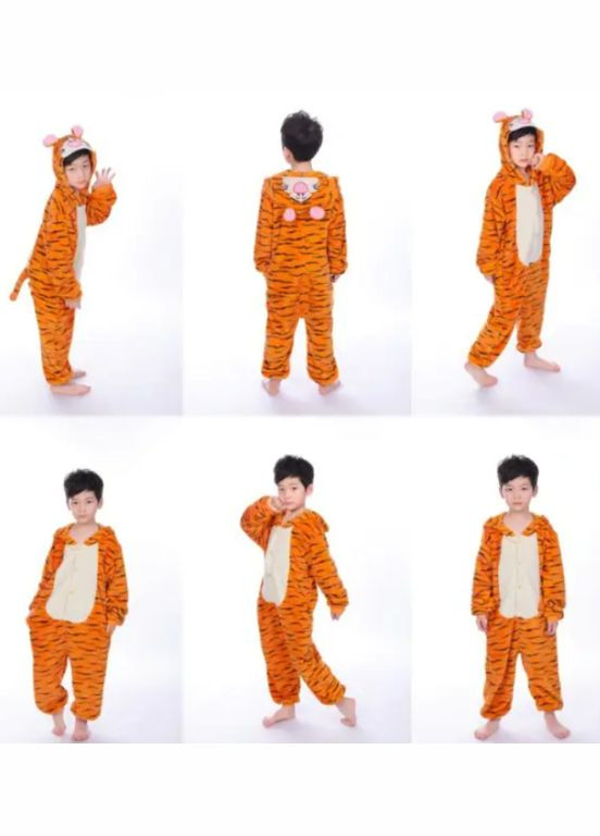Помаранчева зимня кигуруми, піжама тигра 120-140см комбінезон No Brand