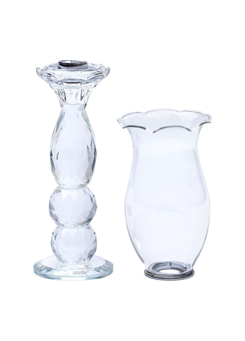 Подсвечник стеклянный 31,5 см декоративный бокал для дома романтический элемент интерьера ProDobro (364189740)