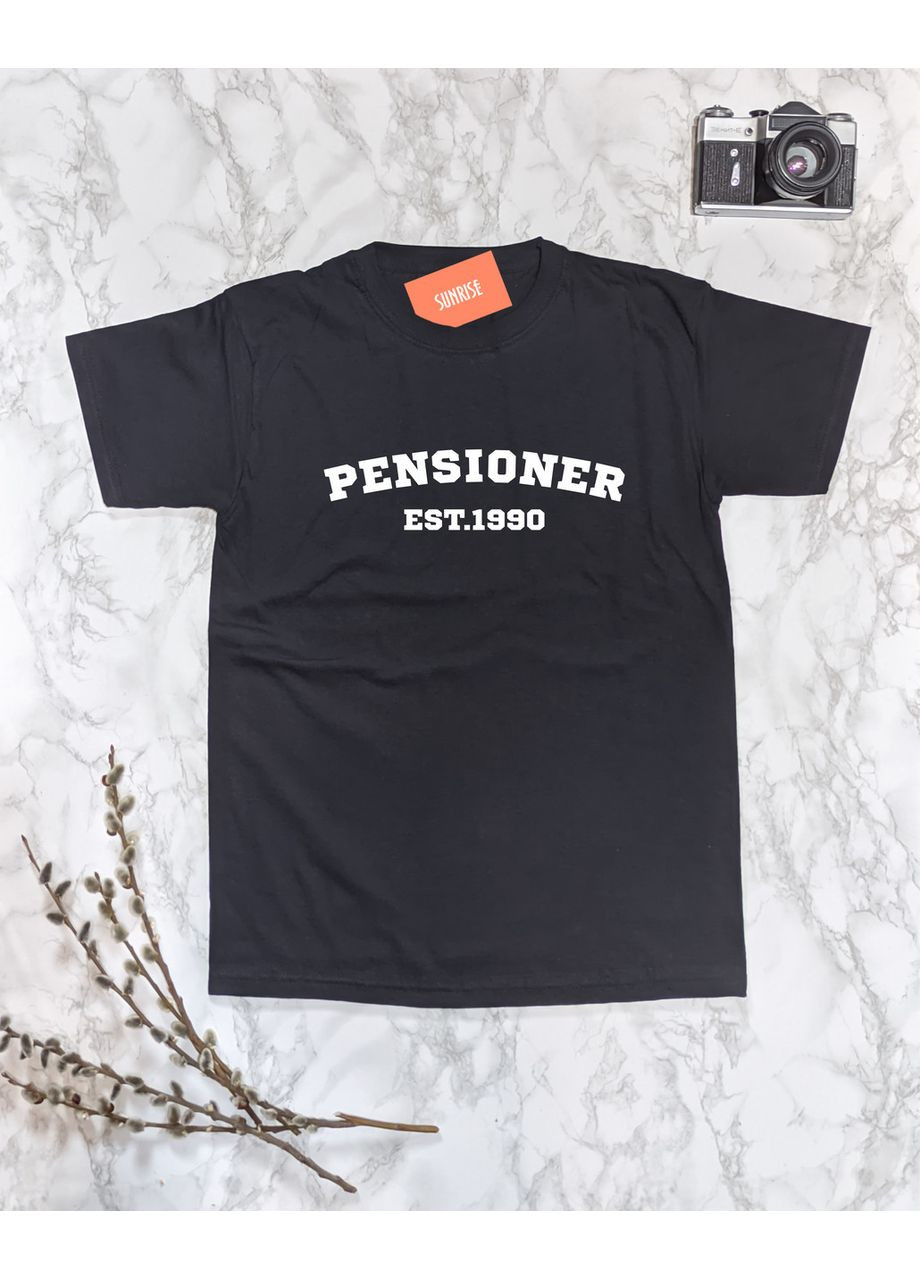 Чорна футболка чоловіча "pensioner est.1990 (рік зміните)" m No Brand Футболка