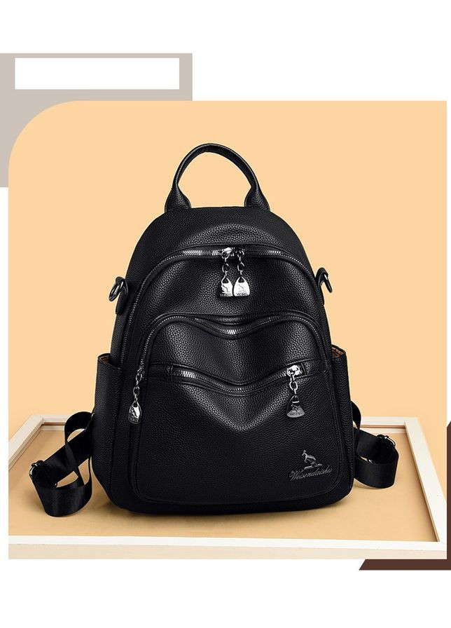 Женский черный рюкзак из натуральной кожи. КиП (366871553)