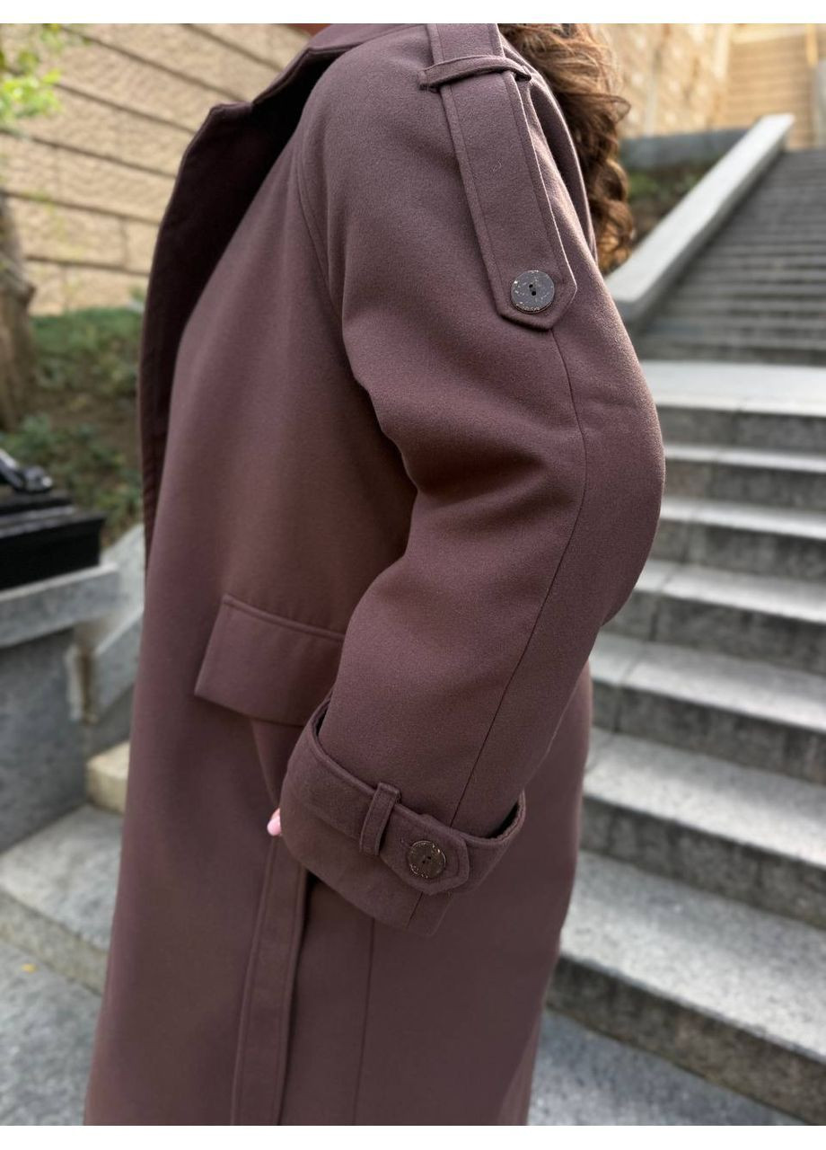 Коричневое демисезонное Пальто Утепленное на синтепоновой подкладке пальто-рубашка Україна