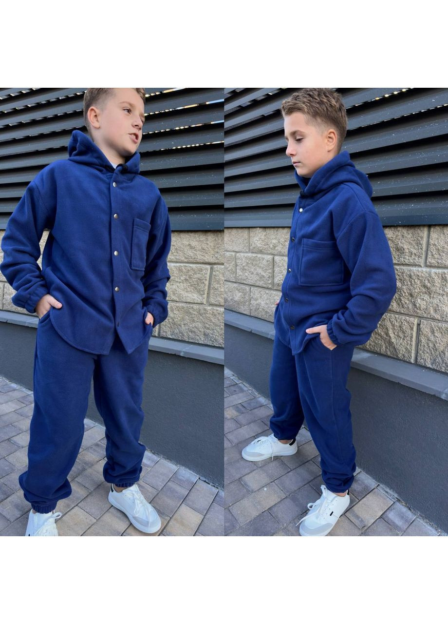 Синий костюм двухсторонний флис мальчик No Brand