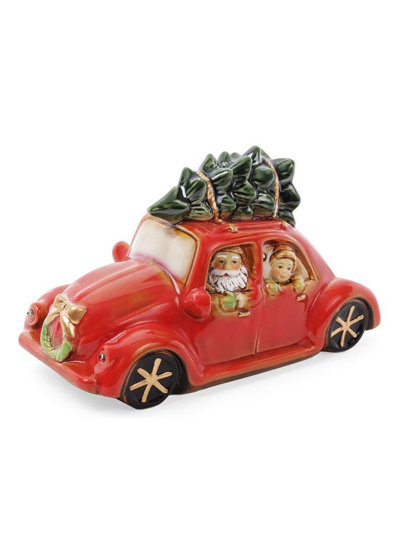 Декор новорічний "Санта в машині" 23.5х10х11.5см фарфор з LED-підсвіткою Bona (329893143)