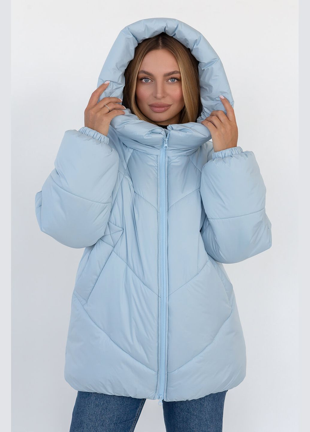 Блакитна зимня зимова куртка селін-міді MioRichi