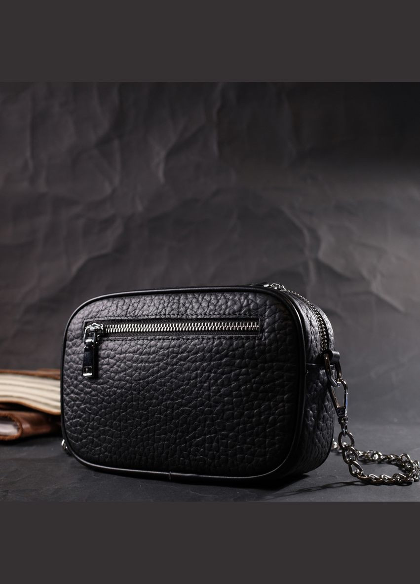 Стильная сумка декорирована металлическими кнопками из натуральной кожи. 22333 Черная Vintage (331907888)