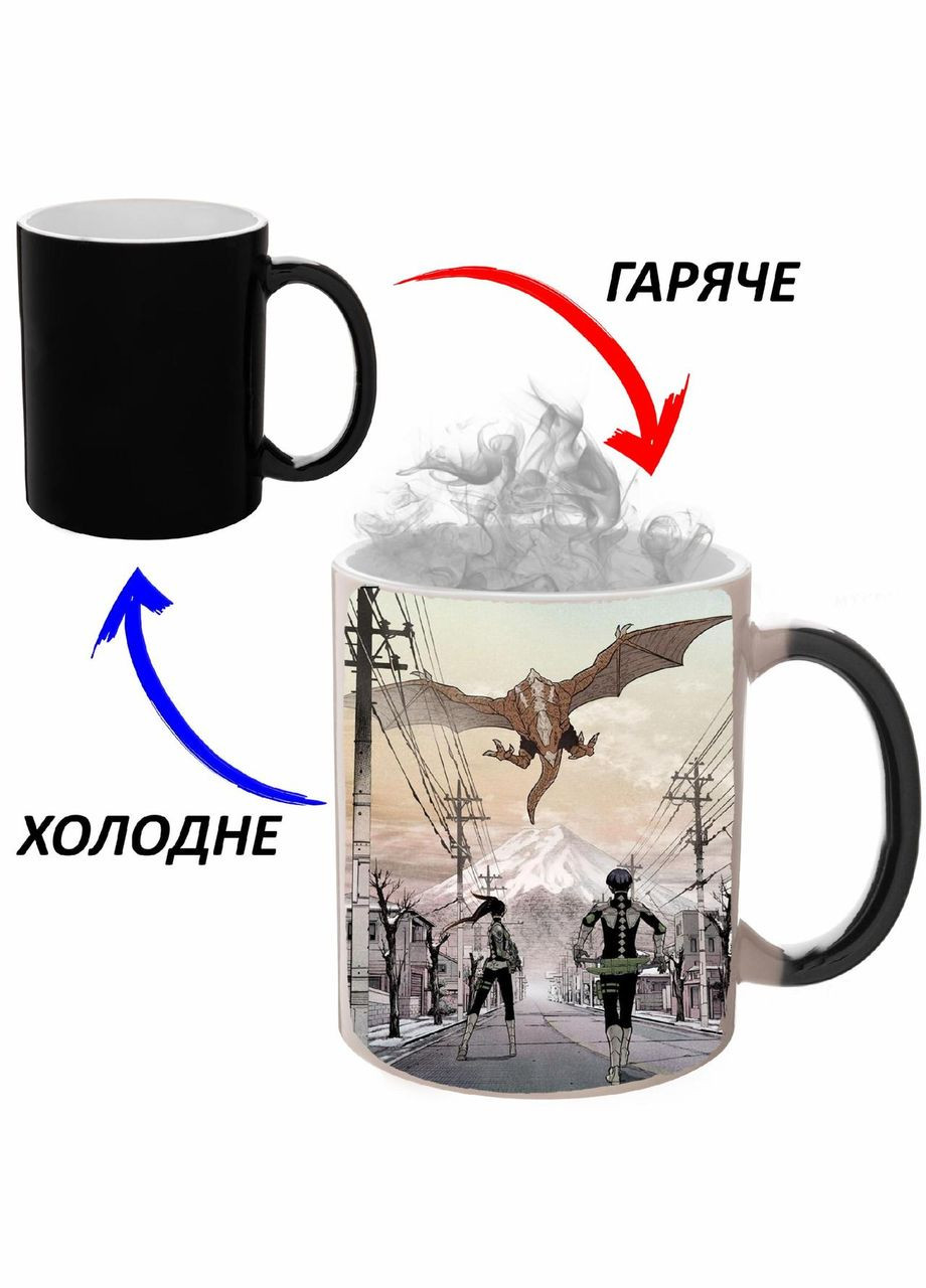 Чашка хамелон Кайдзю Аниме #005 (кружка, чашка) Черная 330 мл No Brand (323472290)