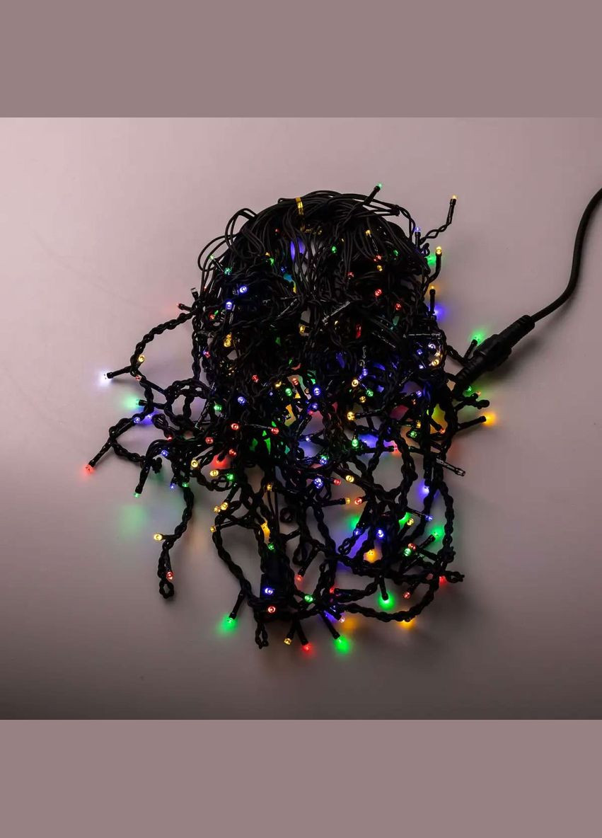 Вулична гірлянда бахрома 12(м) 200 led світлодіодів зовнішня мультиколор чорний дріт 12MBML Garlando (306849437)