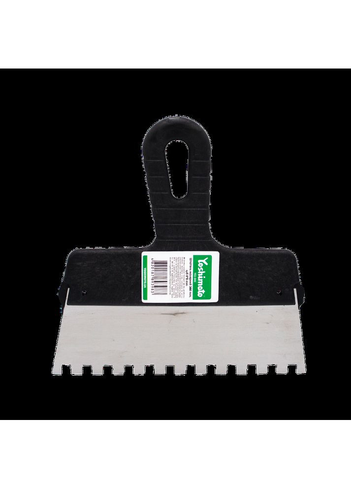 Шпатель малярный нержавеющий с пластмассовой ручкой, 250 мм, зуб 8*8 мм. Yoshimoto (365060400)