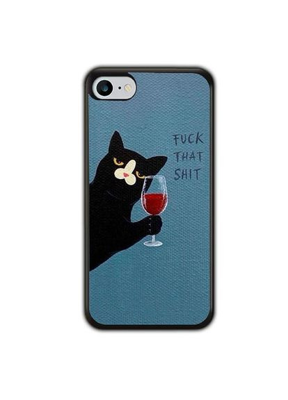 Чехол для Apple Iphone 8 Котик и алкоголь Черный No Brand (302083679)