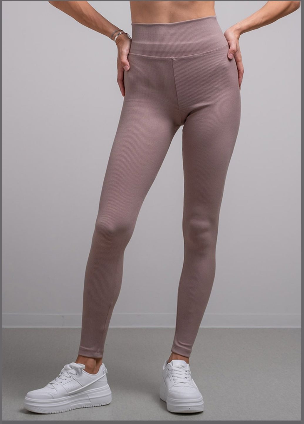 Пудровые женские рубиновые лосины с высокой посадкой пудра You Best