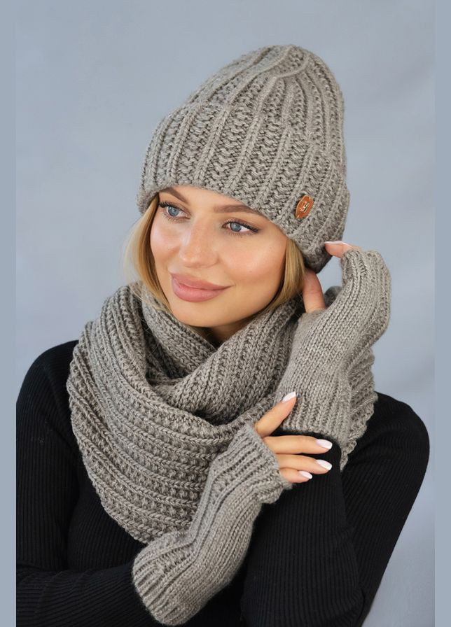 Комплект Юна (шапка, шарф-снуд, перчатки-митенки) Braxton (301263718)