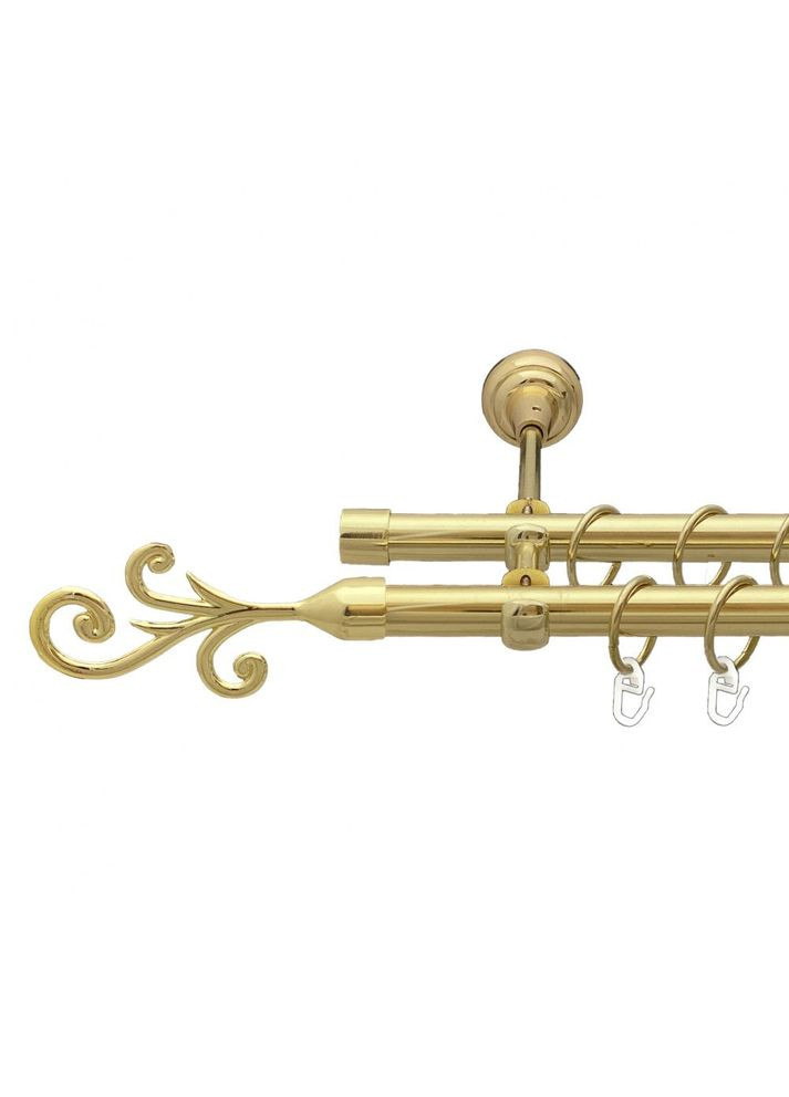 Карниз Фала металевий дворядний відкритий гладка труба Золото 19\19 мм 160 см (00-00013162) ORVIT (300284959)