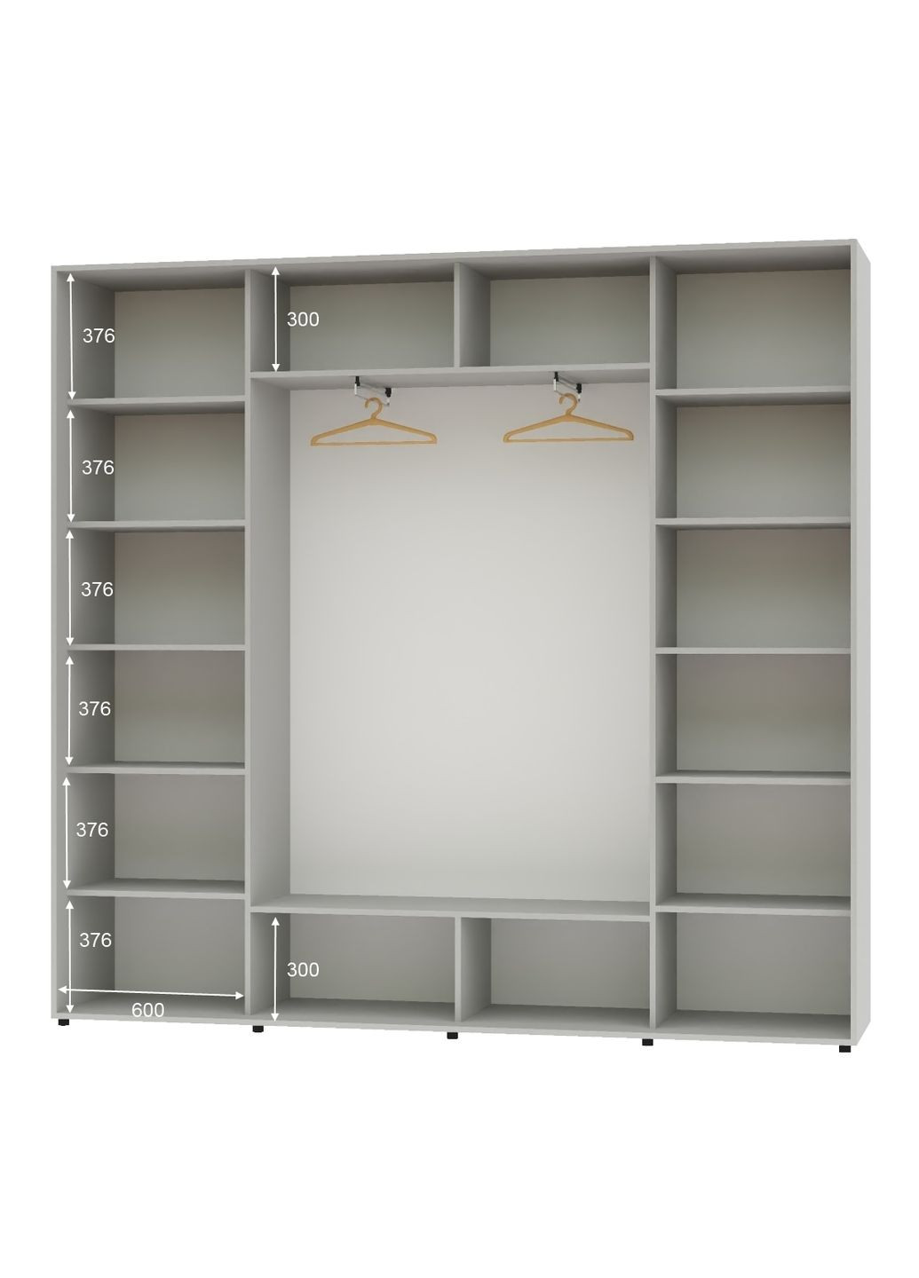 Шкаф-купе трехдверный 240*45*230 Серый 3 двери Зеркало ШК-05 Алекса (360476946)