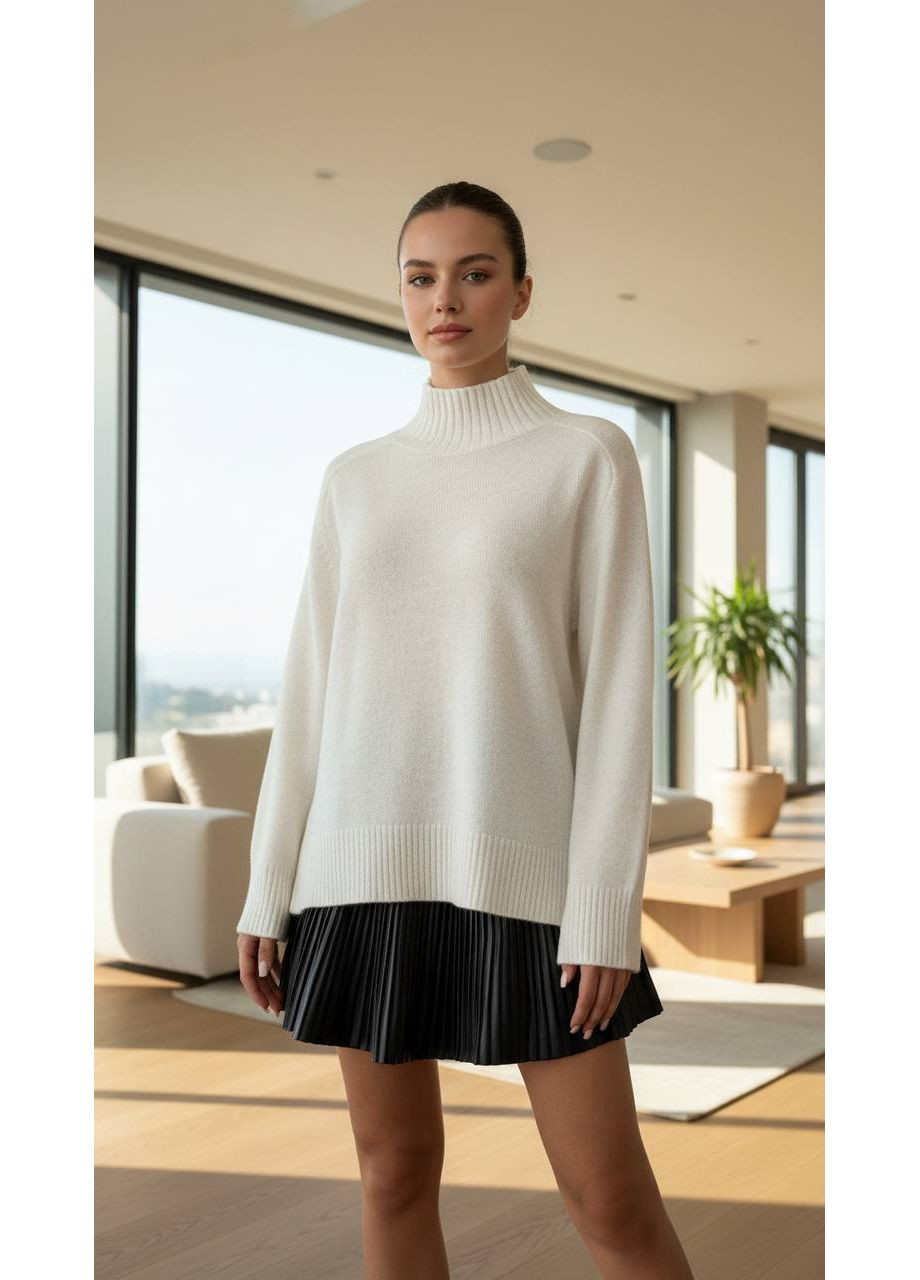 Молочний демісезонний турецький в’язаний светр із машинної в’язки — заміри в описі DK/DL Мода без кордонів