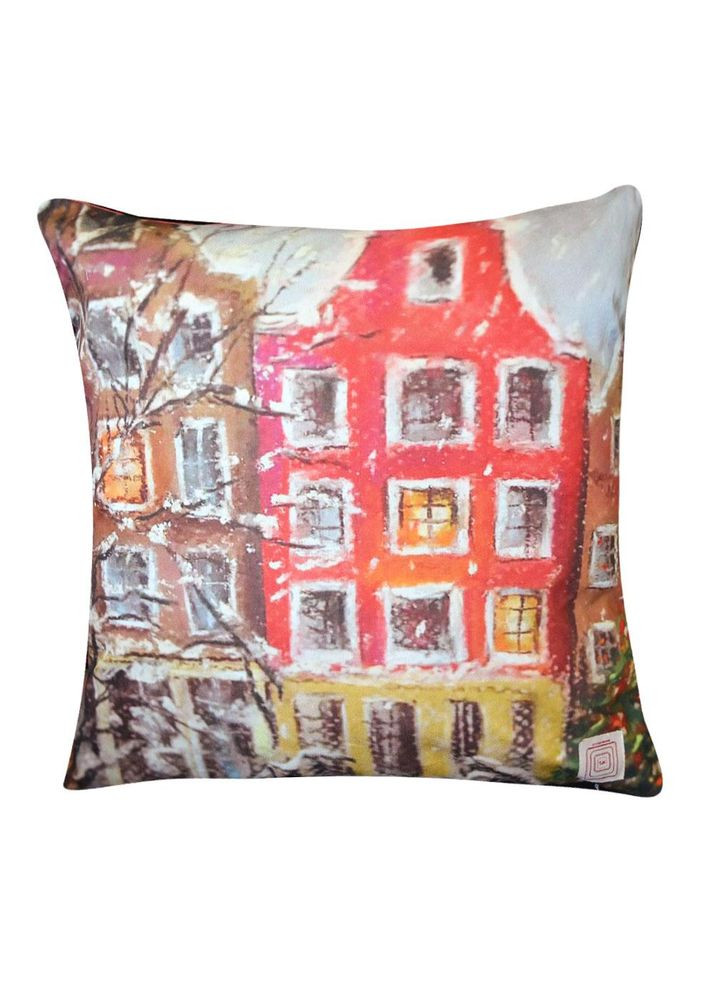 Декоративна подушка Зимове місто 45х45см для інтер'єру стильний елемент декору подушка для дому ProDobro (369462330)