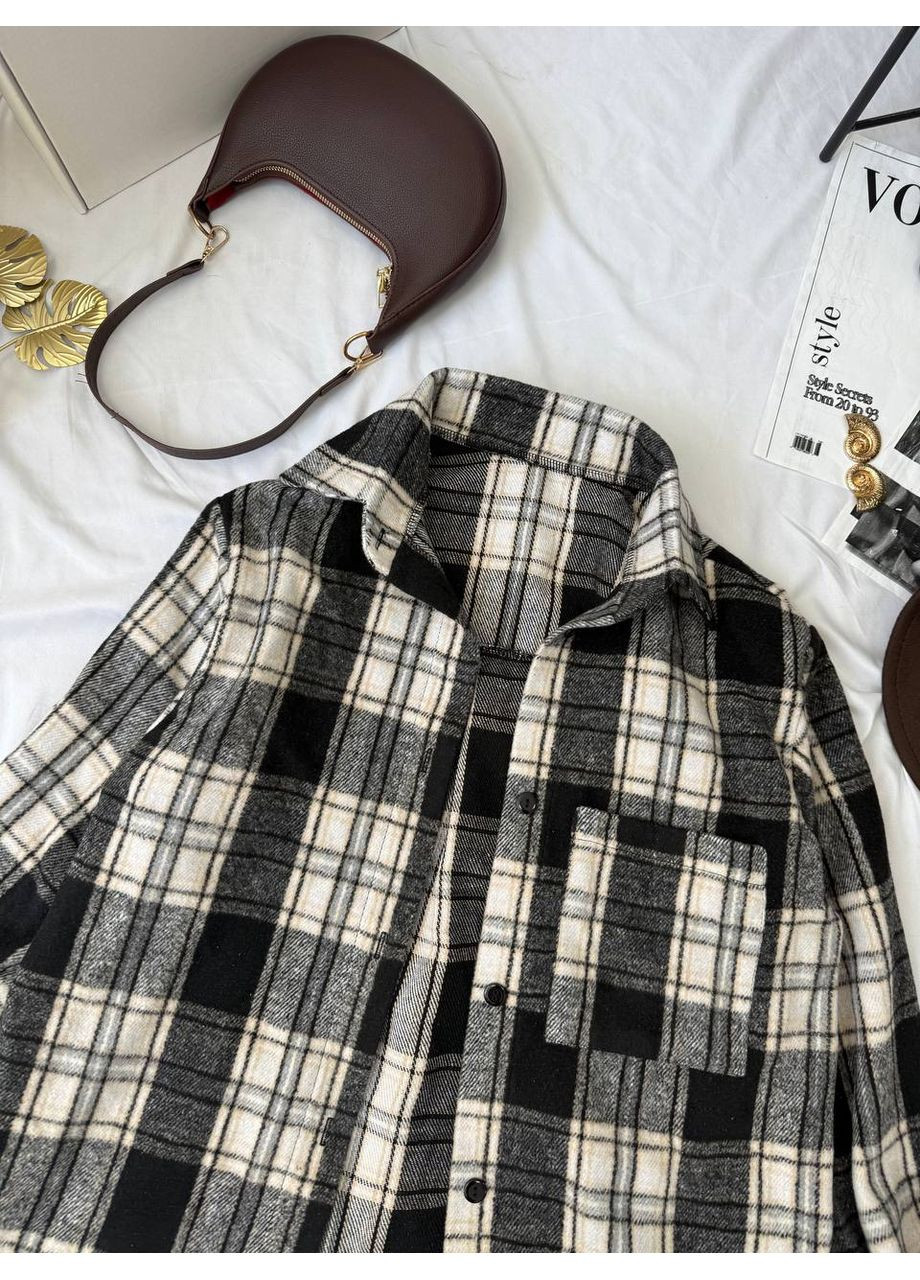 Бежевая кэжуал, повседневный рубашка в клетку No Brand