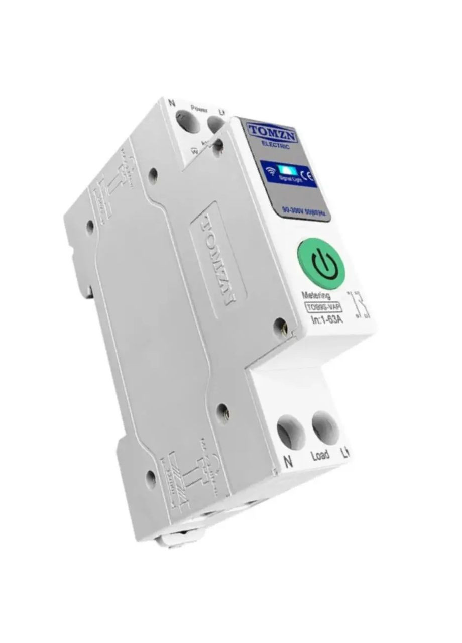 Wi-Fi автоматический выключатель, защитное реле TOB9S-VAP 1P 1-63А DIN с мониторингом напряжения тока Tomzn (341324870)