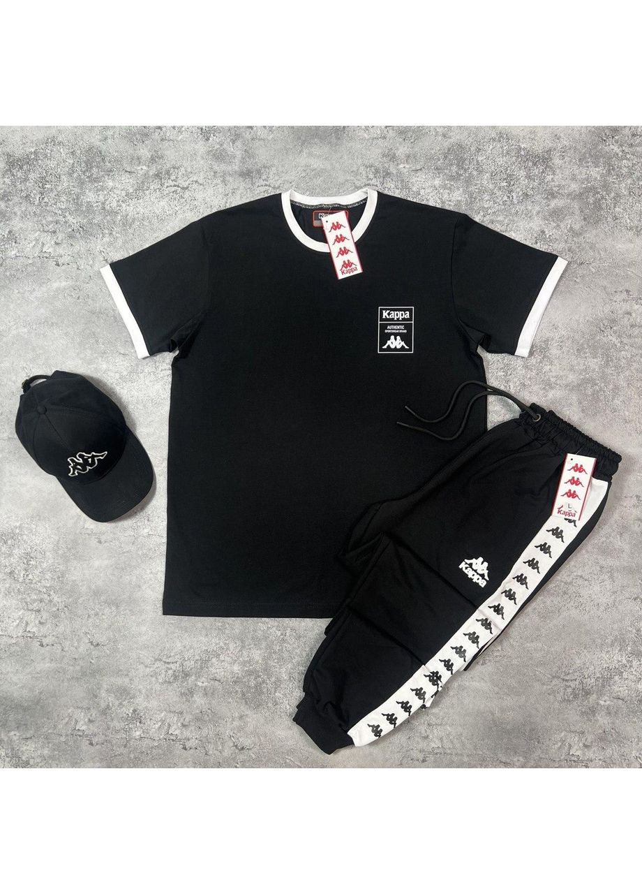 Чоловічий літній спортивний костюм 3в1+кепка чорний No Brand (349733769)