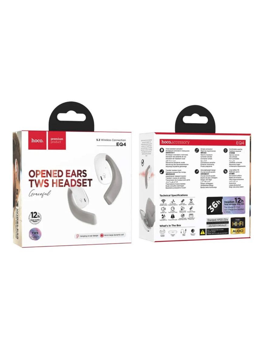 Бездротові навушники EQ4 Graceful true wireless BT headset White Hoco (323122542)