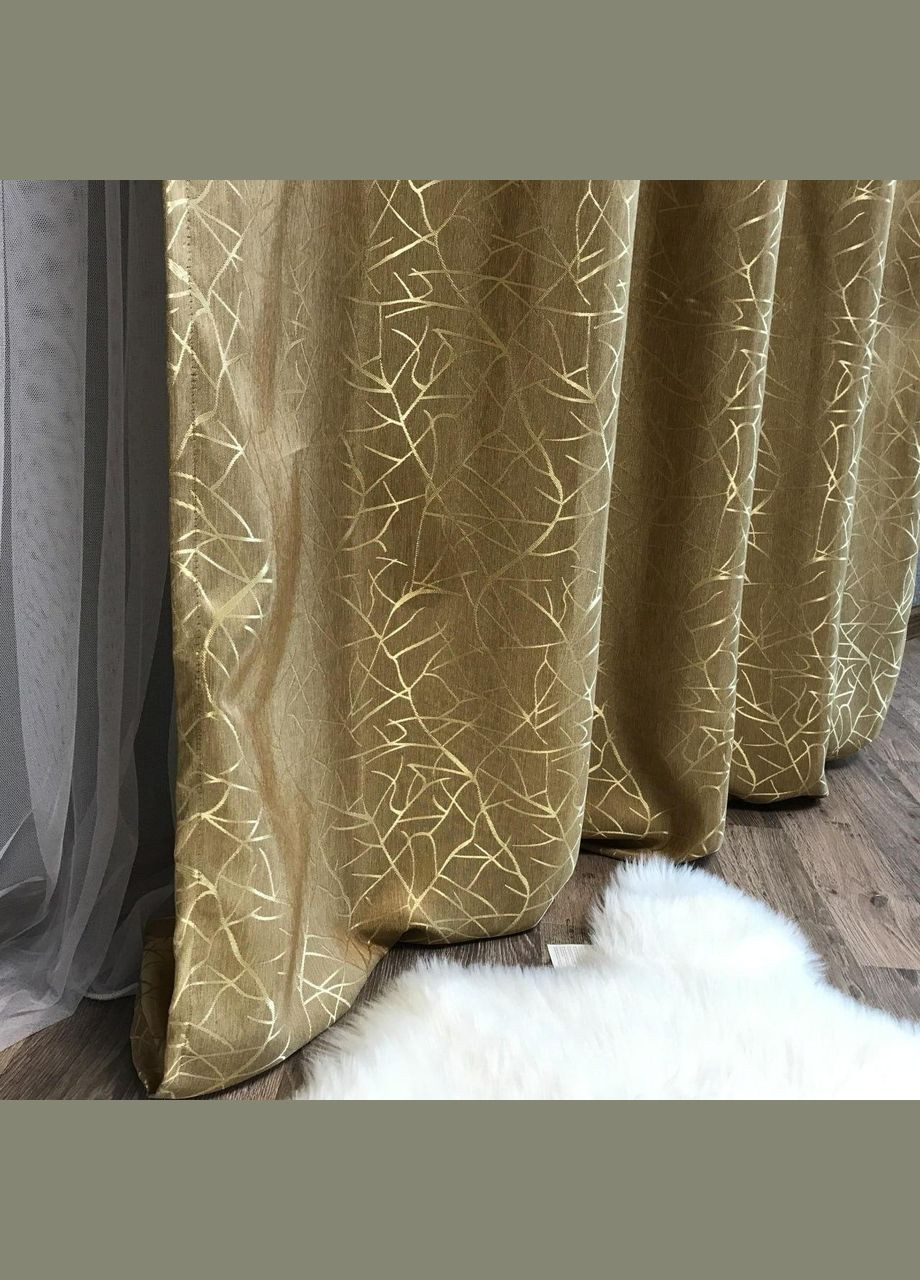 Однотонные мраморные шторы жаккард 2шт Золотистый 2x100x270 см (П1Е101108-4) No Brand (308754683)