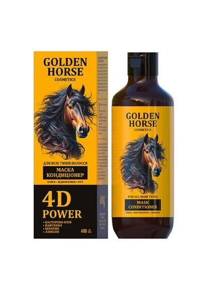 Маска-кондиціонер для волосся Голден-фарм Golden Horsе 4D Power 400 мл Голден-Фарм (373041258)