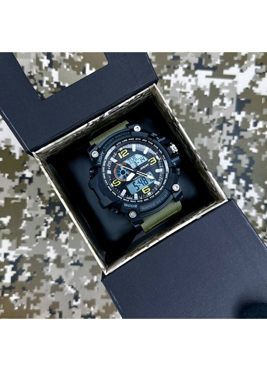 Наручные часы 012AG Army Green кварцевые спортивные для мужчин с будильником и секундомером ProDobro (367264308)