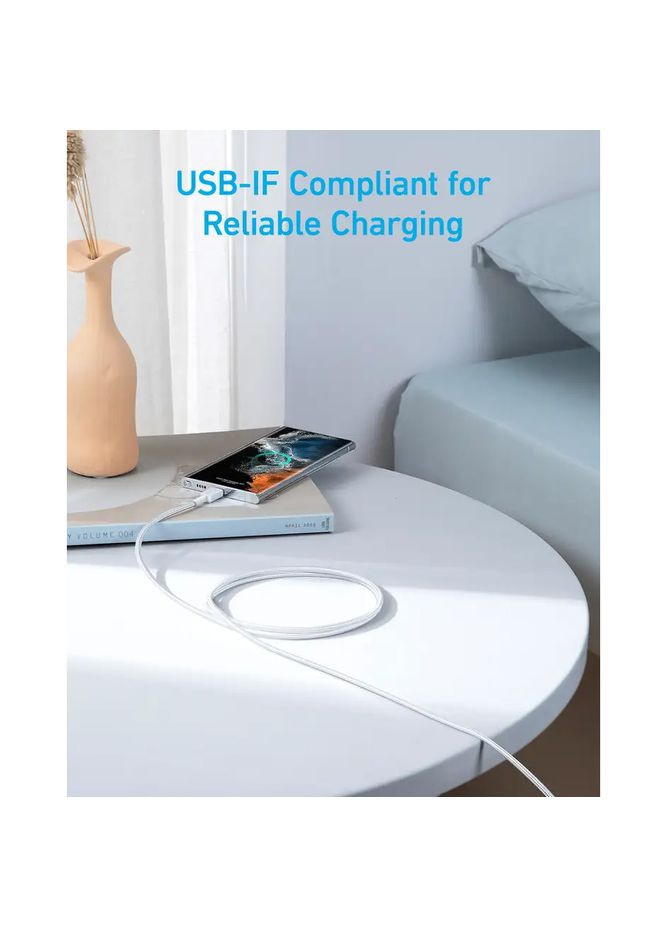 Кабель 322 USB-C to USB-C 1.8m Nylon White (A81F6H21/A81F6G21) Anker (322908133)
