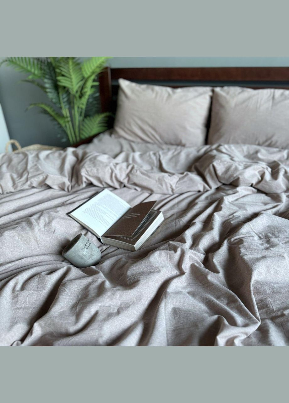 Постільна білизна Washed Cotton Півтораспальна 150 x 220 Варена бавовна Бежева 70 х 70 No Brand (307355907)