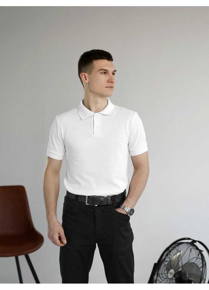 Белая футболка-элегантное базовое поло из хлопка. для мужчин Vakko однотонная