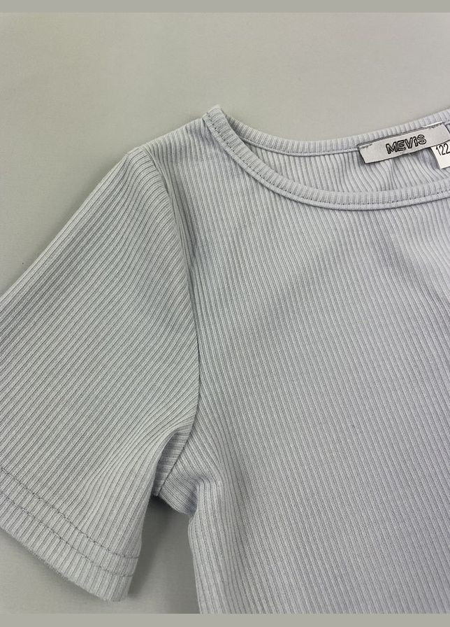 Бузковий літній комплект для дівчинки топ та палаццо в рубчик Mevis