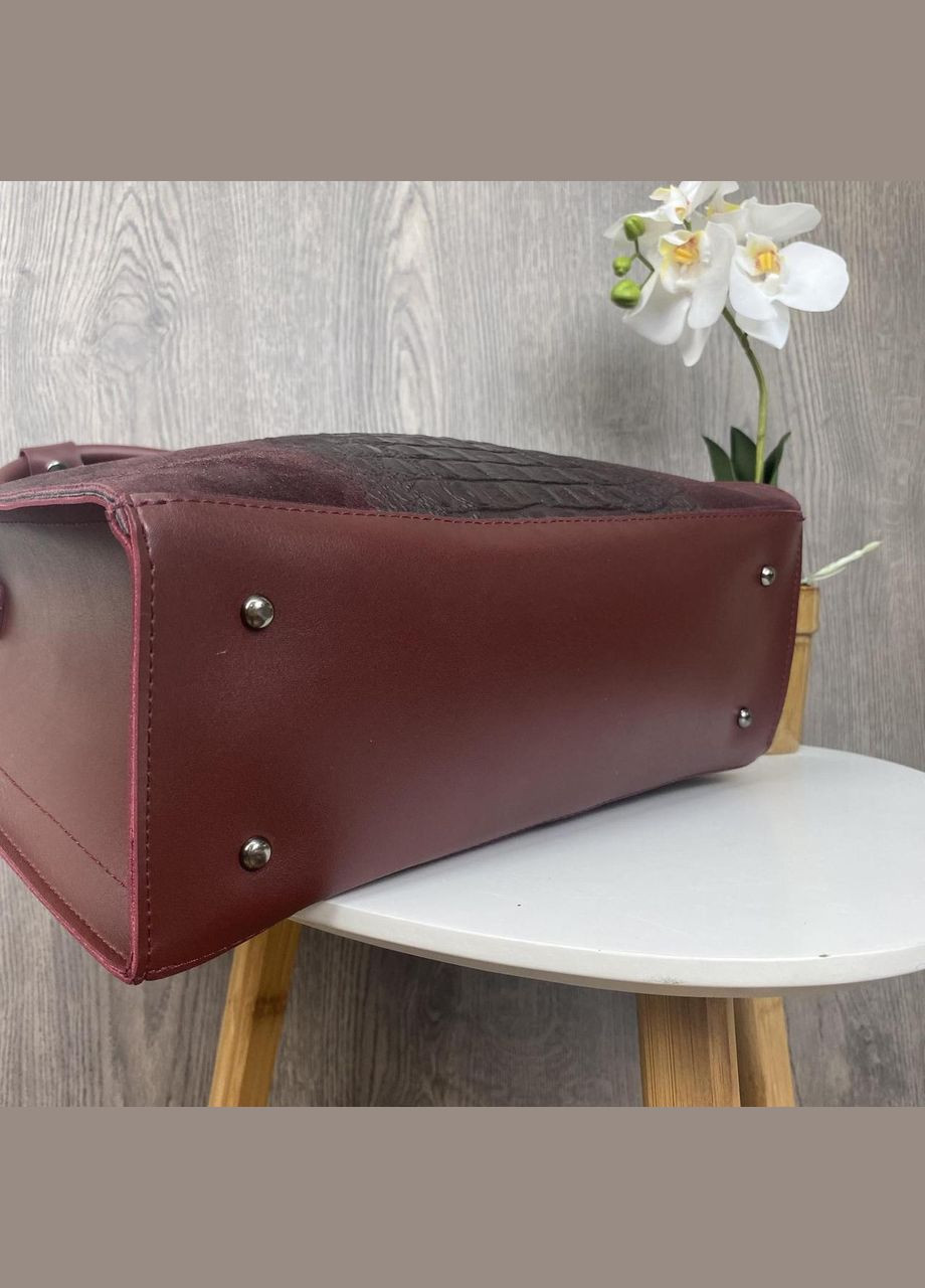 Жіноча сумка рептилія замшева бордова, сумочка з натуральної замші під рептилію червона No Brand (335053705)