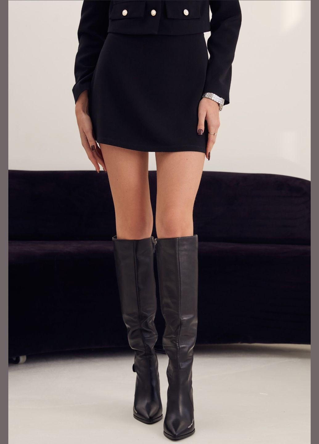 Жіночий костюм кроп-жакет та спідниця - шорти itelle приталена (314893299)