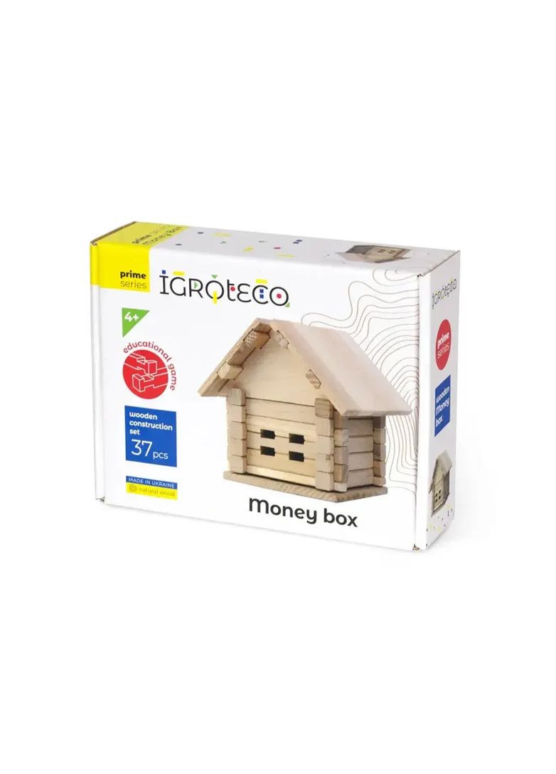 Деревянный конструктор Копилка из цельной древесины для детей от 4 лет в ассортименте 900293 Igroteco Нас8746 (370652910)